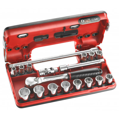 COFFRET "DETECTION BOX" CLIQUET ETANCHE DOUILLES 3/8" 6 PANS - FACOM | JL.DBOX1PB