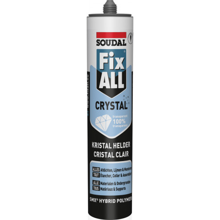Mastic colle et joint étanche Fix ALL "Crystal" Cristal Clear Cartouche 290 ML - SOUDAL | 110980