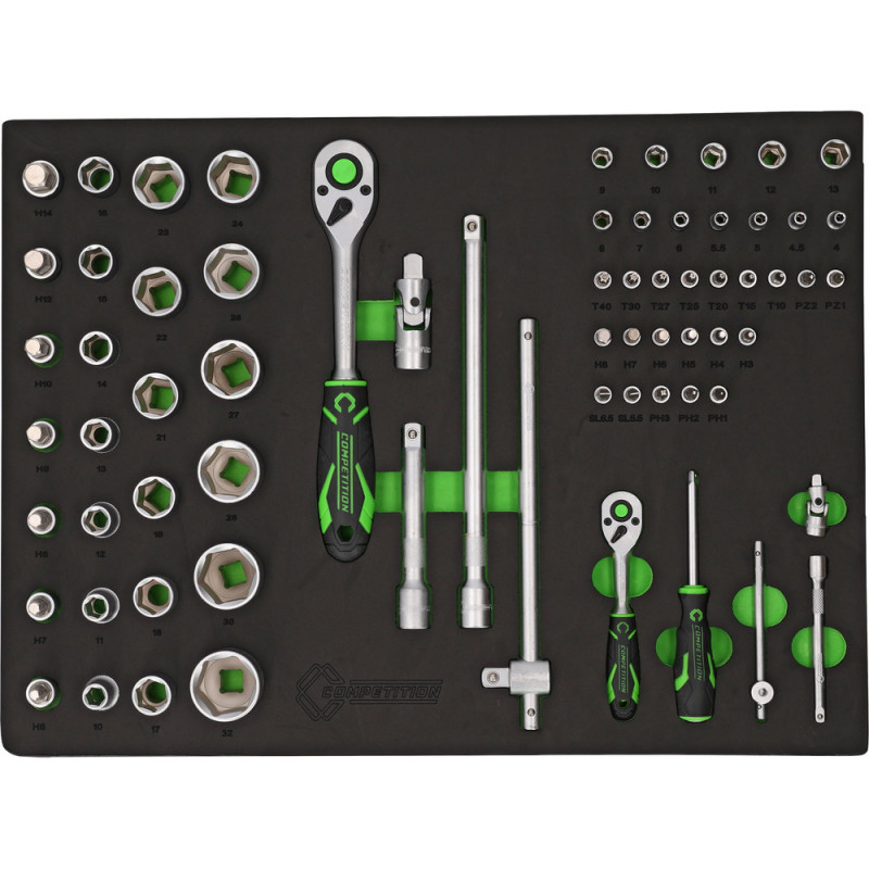 Servante d'atelier COMPETITION avec 7 tiroirs et 119 outils premium - KSTools | 512.3119