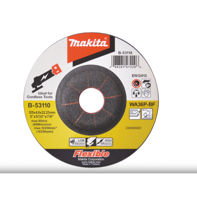 Meule à ébarber flexible pour métal et inox, pour meuleuses d'angle à batterie MAKITA | B-53110