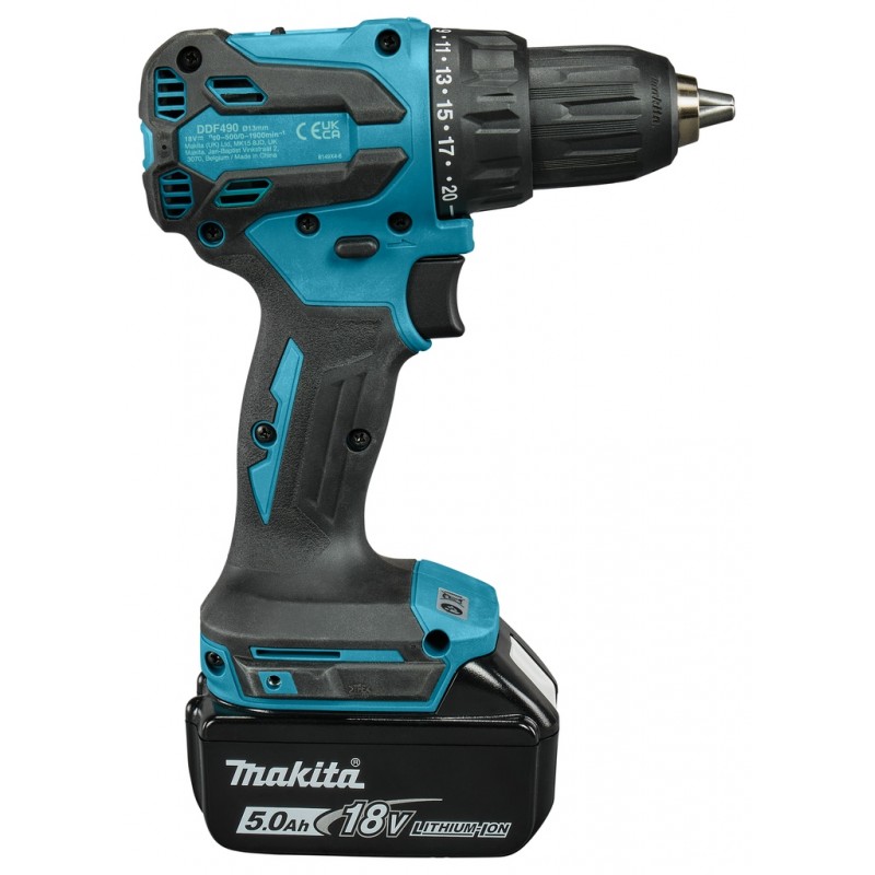 Perceuse visseuse 18 V Li-Ion 5 Ah BL1850B Ø 13 mm MAKITA | DDF490RTJ