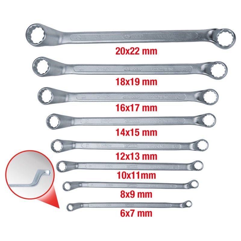 Clé polygonale contre-coudée, 8 pcs. 6-22mm - KSTools | 517.0248