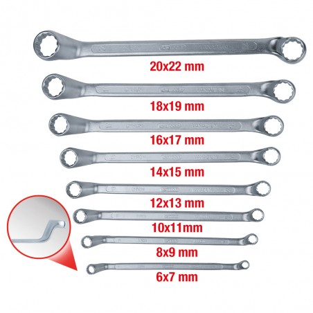 Clé polygonale contre-coudée, 8 pcs. 6-22mm - KSTools | 517.0248