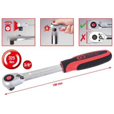 Cliquet réversible SlimPOWER 3/8'' , 72 dents - KSTools | 920.3890
