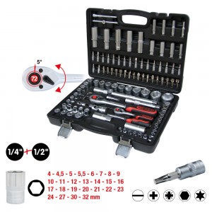 Coffret de douilles 1/4'' + 1/2'', 108 pcs. - KSTools | 911.0708