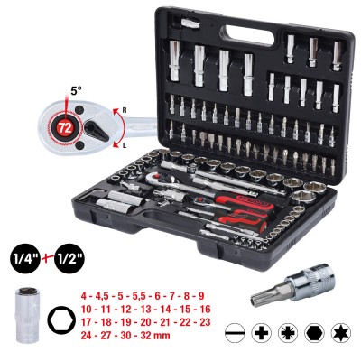 Coffret de douilles CHROMEplus 1/4'' + 1/2'', 94 pcs. - KSTools | 918.0694
