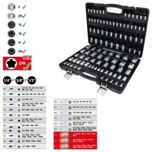Coffret de douilles et douilles tournevis 1/4'' +3/8'' +1/2'', TORX, 101 pcs. - KSTools | 911.7101