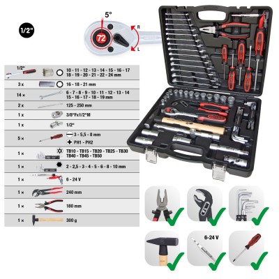 Coffret d'outils universels 1/2'', 47 pièces - KSTools | 917.0047
