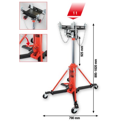 Cric hydraulique Performance pour boîte de vitesses avec plateau, 1 t - KSTools | 160.1310
