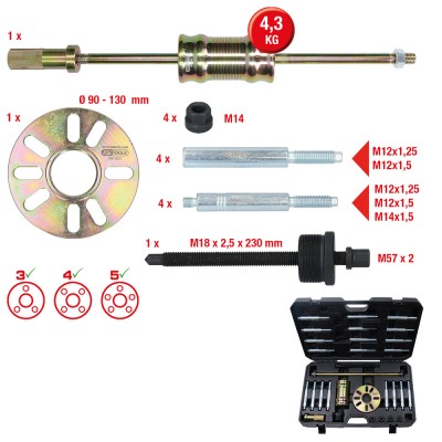 Jeu d’extracteurs universels de moyeux de roues et d’arbres à cardan, 30 pcs - KSTools | 700.1530