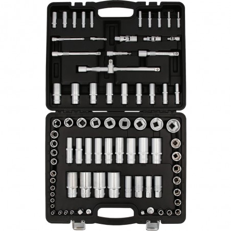 Jeu de clés à douille 1/4'' +3/8'' +1/2'' , 82 pcs, dimensions en pouces - KSTools | 917.0082