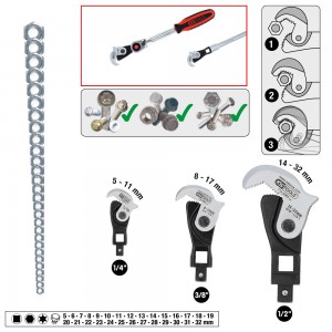 Jeu de clés multifonctions 1/4''  + 3/8''  + 1/2'' , 3 pcs - KSTools | 114.0060