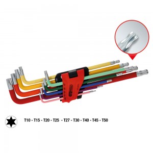 Jeu de clés TORX coudées à têtes sphériques, très longues, 9 pcs. - KSTools | 151.5210