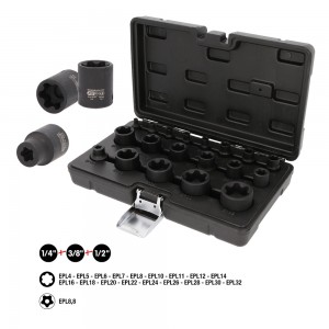 Jeu de douilles à choc TORX 1/4'' +3/8'' +1/2'' , 19 pcs - KSTools | 515.0119
