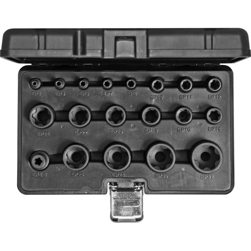 Jeu de douilles à choc TORX 1/4'' +3/8'' +1/2'' , 19 pcs - KSTools | 515.0119