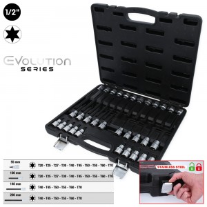 Jeu de douilles à embout 1/2''  pour vis TORX®, 32 pcs - KSTools | 911.4550