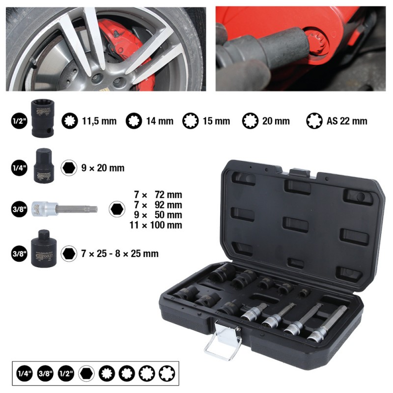 Jeu de douilles pour étriers de freins, 12 pcs - KSTools | 150.2400