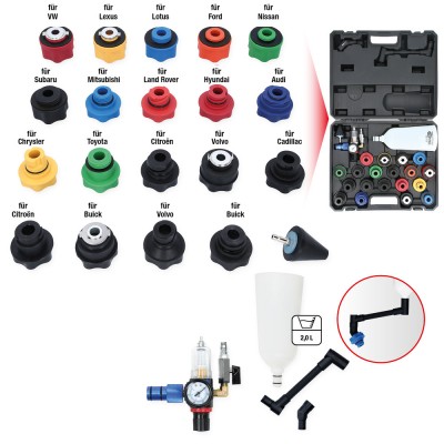 Jeu d'entonnoirs de remplissage d'huile MASTER avec raccord pivotant, 24 pcs - KSTools | 150.9130