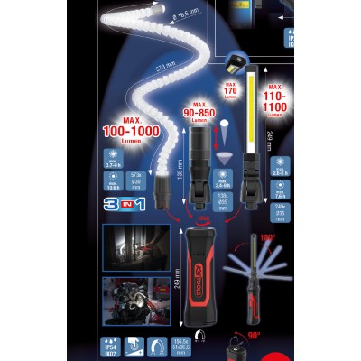 Lampe de chantier 3en1 eQi UltimateBEAM - KSTools | 150.4600