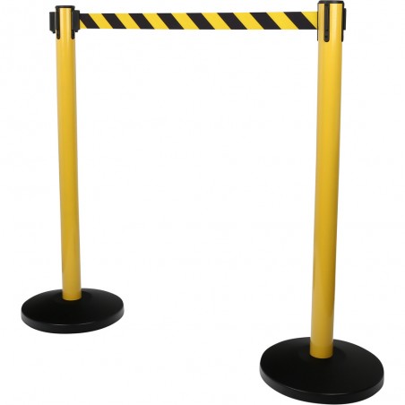 Poteau à sangle de délimitation, sangle noire-jaune - KSTools | 117.1555