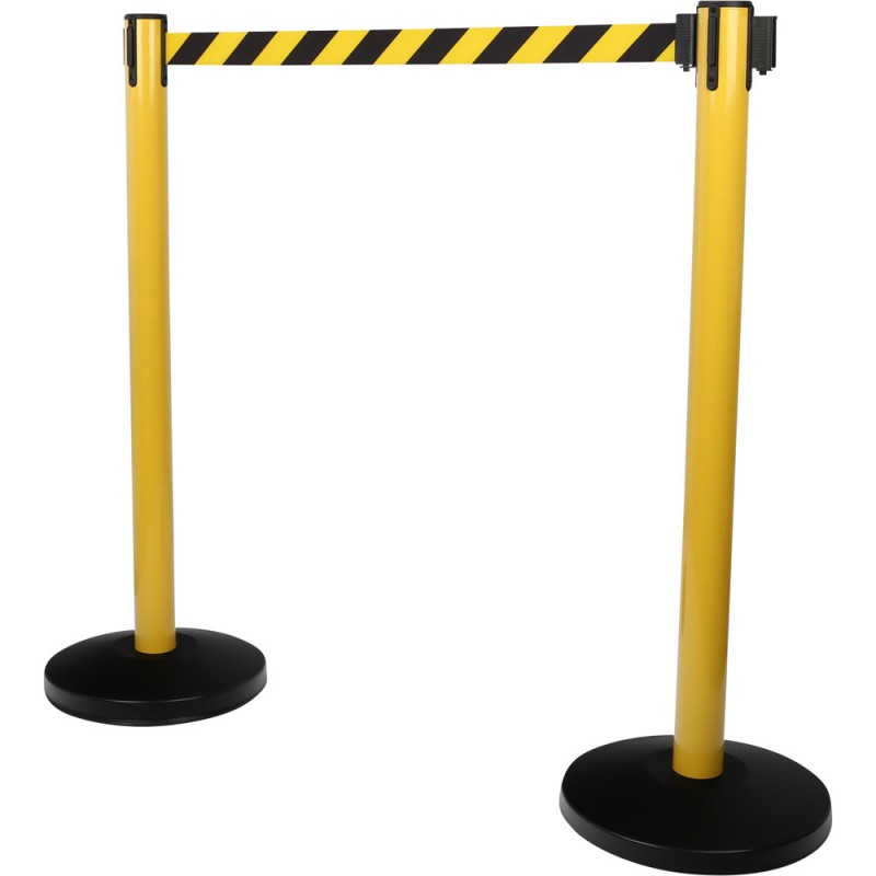 Poteau à sangle de délimitation, sangle noire-jaune - KSTools | 117.1555