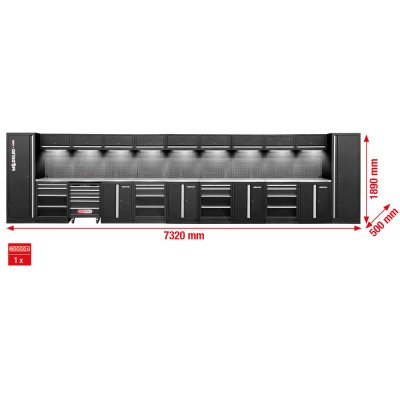 Système d’armoire d’atelier, droit, 7320 x 500 mm, variante 2 - KSTools | 866.6315