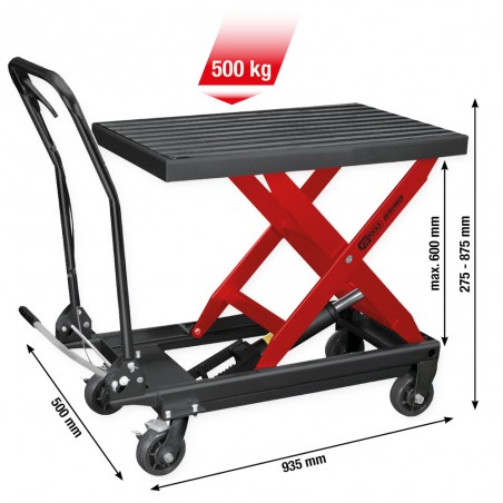 Table de dépose hydraulique Performance  sur roulettes, 500 kg - KSTools | 160.1315