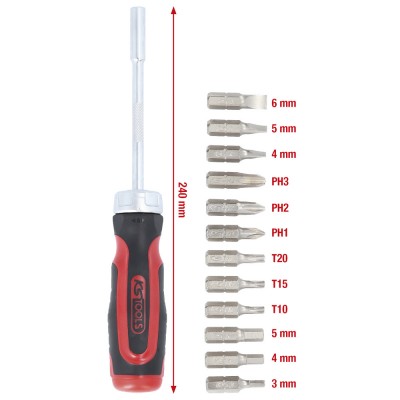 Tournevis porte-embouts à cliquet 1/4'' 12-en-1 - KSTools | 159.2035