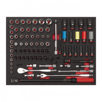 Module servante, jeu de cliquet et douilles à choc 1/2" 85 pcs Milwaukee | 4932502082