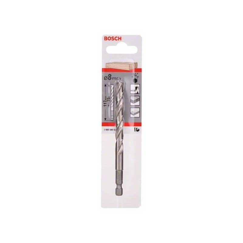 2608595523 Mèche à bois hélicoïdale, queue six pans 1/4" Accessoire Bosch pro outils