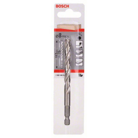 2608595523 Mèche à bois hélicoïdale, queue six pans 1/4" Accessoire Bosch pro outils