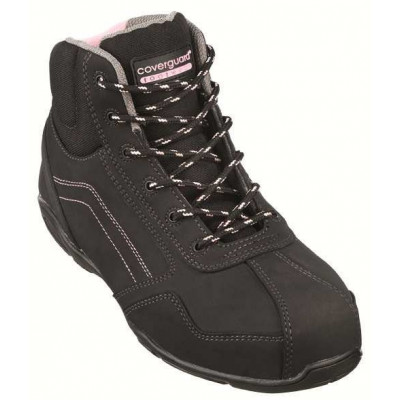Chaussures de sécurité haute RUBIS High S3 - composite nubuck noir et coutures rose - Coverguard | 9RUBH